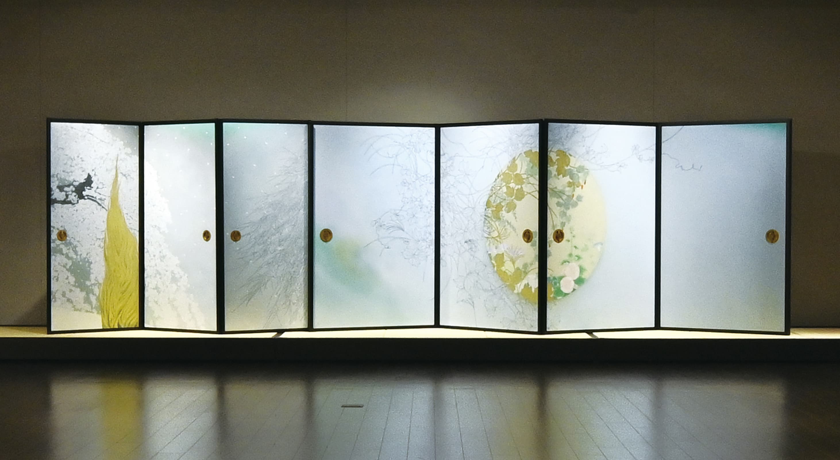 「四季草花図襖絵」 鹿見 喜陌