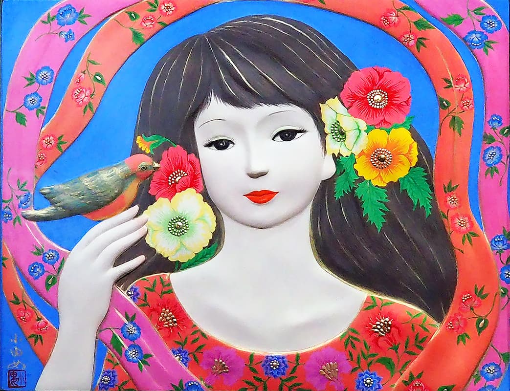 レリーフ「幸せを運ぶ鳥」奥田 小由女